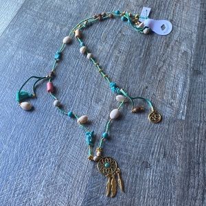 NWT Anthropologie Cocobelle Dreamcatcher Turquoise Papua Shell Beaded Necklace